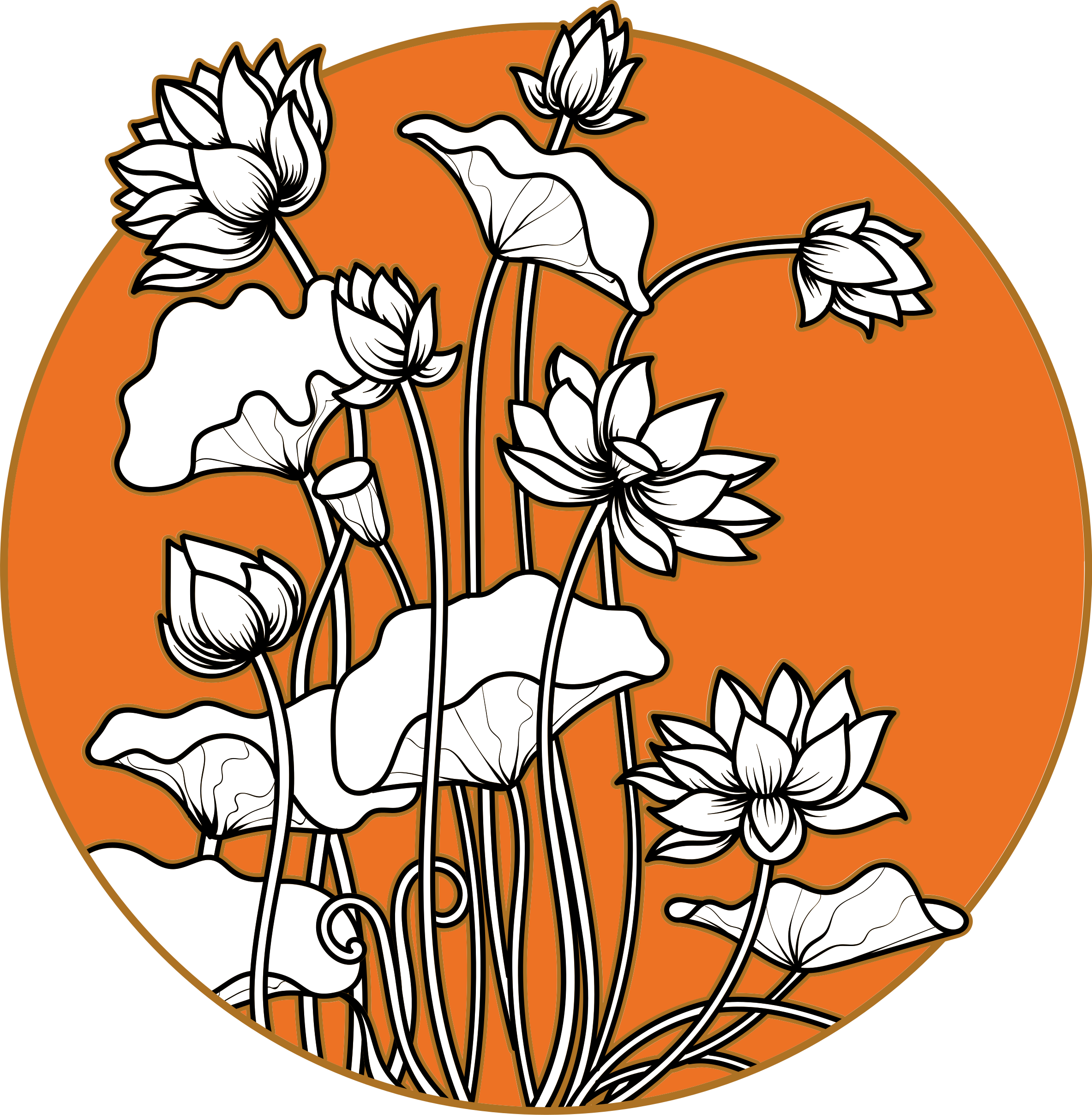 Tapis vinyle fleurs et plantes illustration lotus - TenStickers