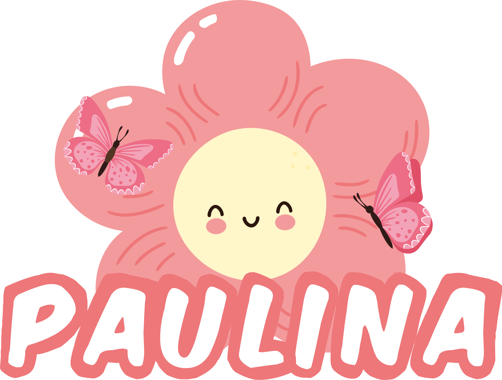 Tapis vinyle fleurs et plantes papillon et prénom - TenStickers