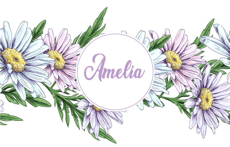 Tapis vinyle fleurs et plantes design marguerite avec nom - TenStickers