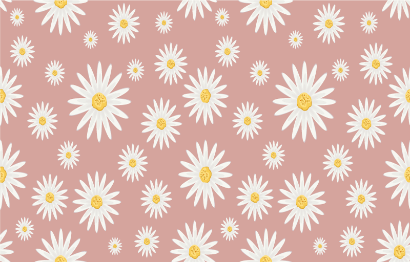 Tapis vinyle fleurs et plantes motif marguerites roses - TenStickers