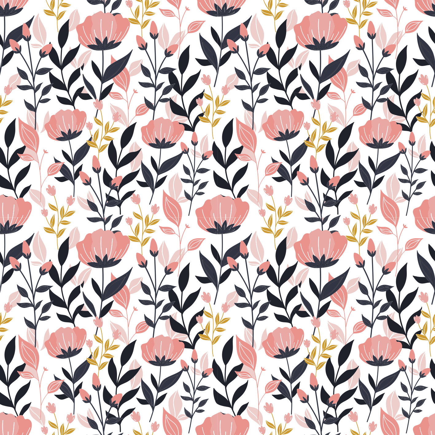 Tapis vinyle fleurs et plantes roses - TenStickers