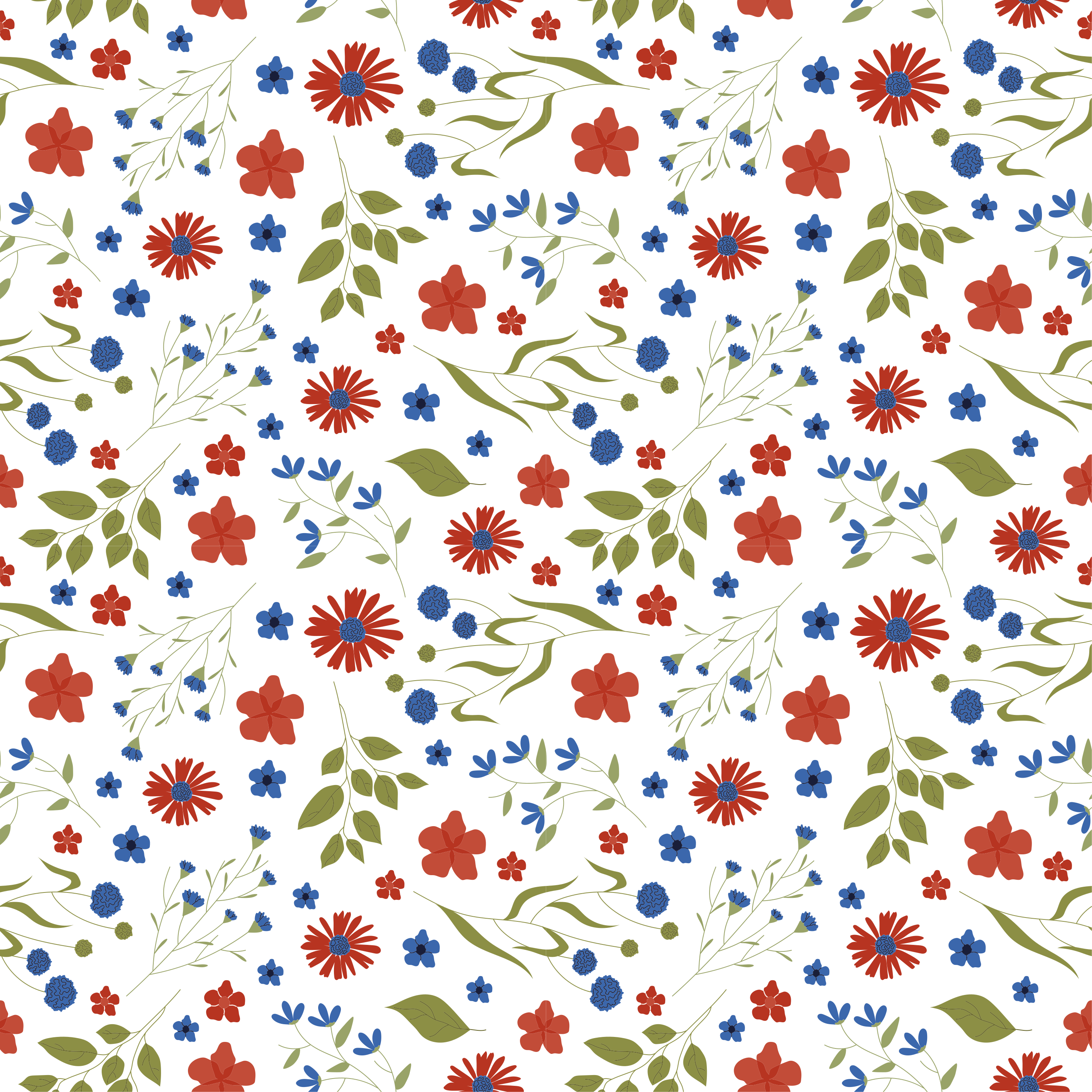 Tapis vinyle fleurs et plantes motifs jardin bleu et rouge - TenStickers
