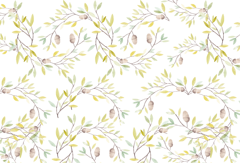 Tapis vinyle fleurs et plantes motif aquarelle feuilles - TenStickers