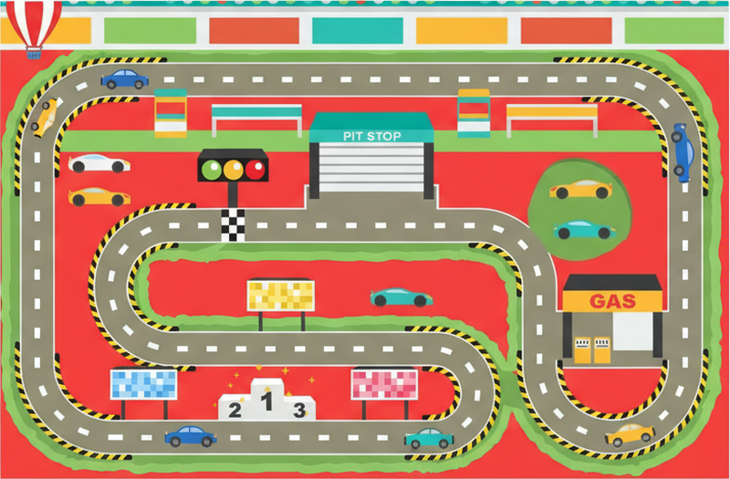 Tapis vinyle route circuit de course coloré - TenStickers
