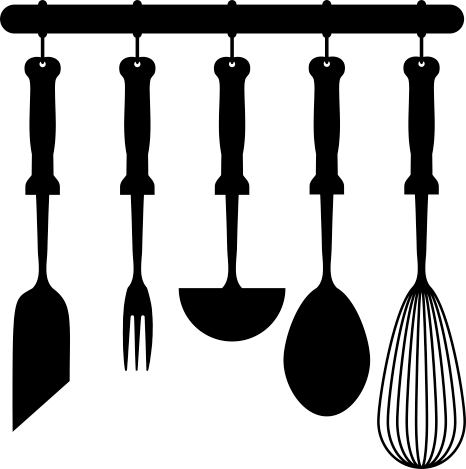 Tapis vinyle cuisine ustensiles de cuisine suspendus - TenStickers