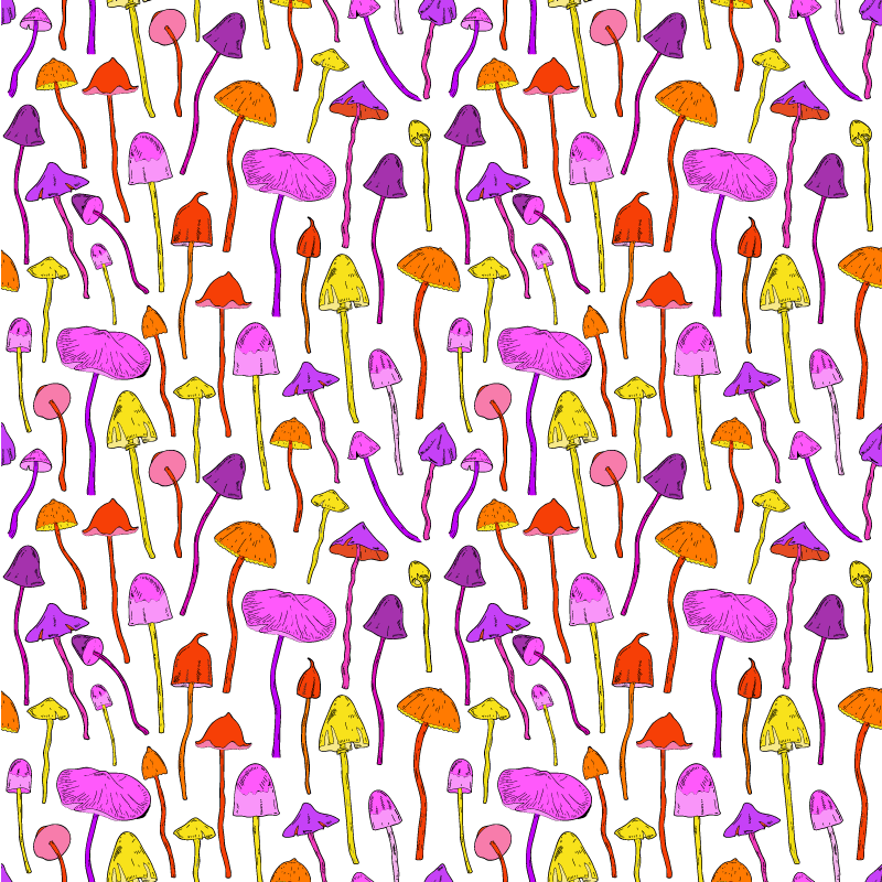 Tapis vinyle salle a manger motif champignons hallucinogènes - TenStickers