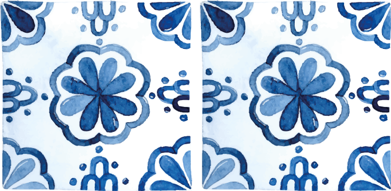 Tapis vinyle salle a manger motifs carreaux floraux - TenStickers