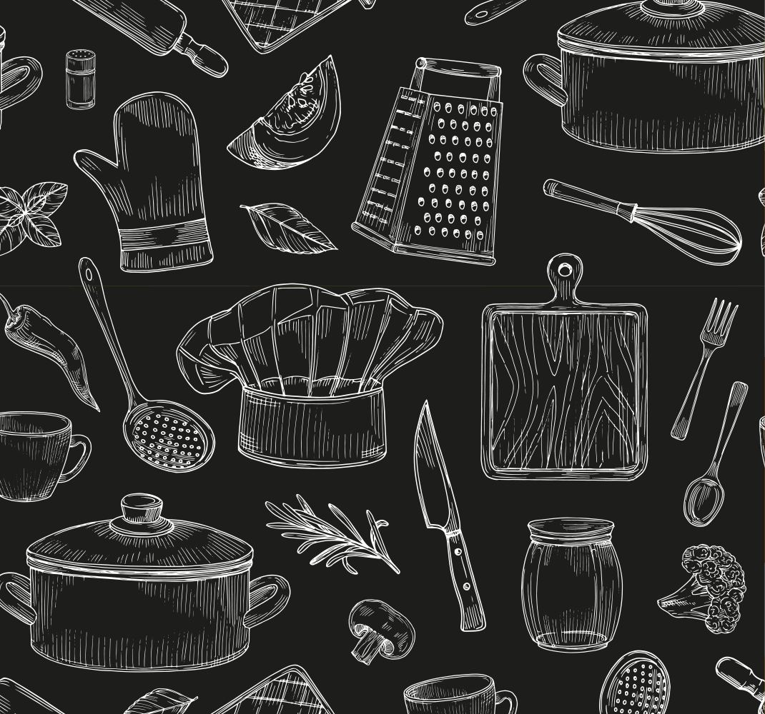 Tapis vinyle cuisine couverts élégants - TenStickers