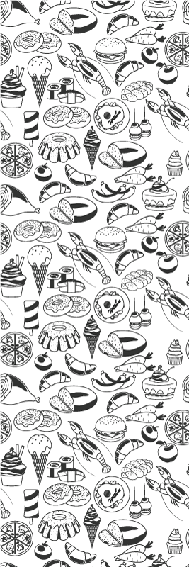Tapis vinyle cuisine motifs de nourriture dessinés - TenStickers