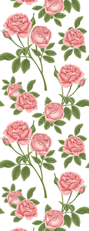 Tapis vinyle cuisine imprimé floral roses - TenStickers