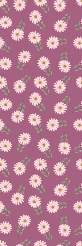 Tapis vinyle cuisine motif petites marguerites roses - TenStickers