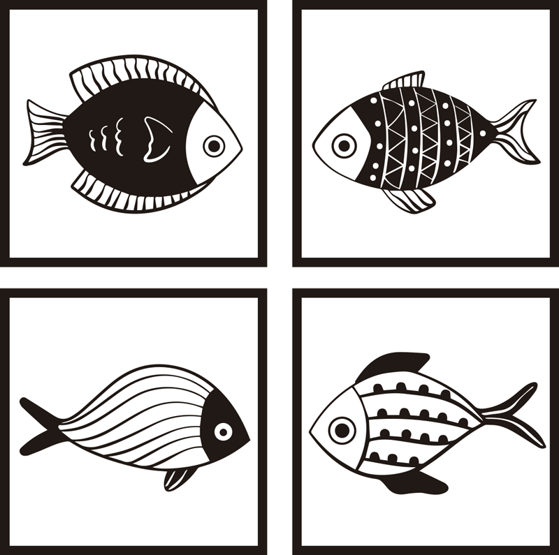 Tapis vinyle salle de bain motif poissons élégant - TenStickers