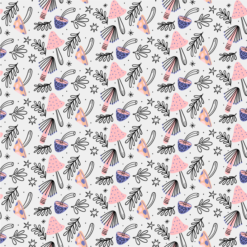 Tapis vinyle fleurs et plantes champignons classiques - TenStickers