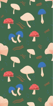 Tapis vinyle fleurs et plantes champignons rouges et blancs - TenStickers