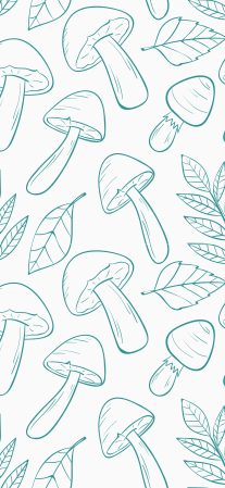 Tapis vinyle fleurs et plantes champignons blancs et bleus - TenStickers