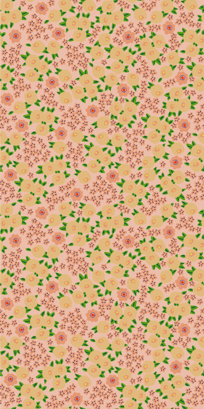 Tapis vinyle fleurs et plantes motif floral pêche - TenStickers