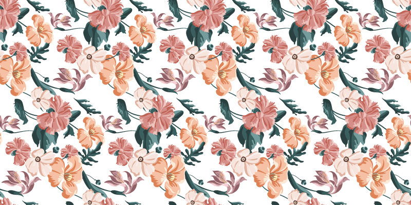 Tapis vinyle fleurs et plantes motif fleurs pastel - TenStickers