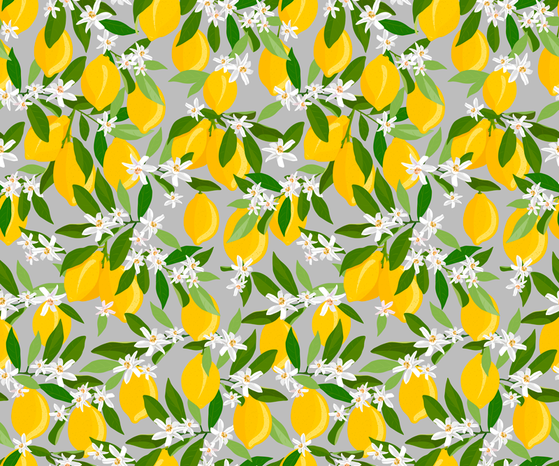 Tapis vinyle fleurs et plantes motif fleurs de citron - TenStickers