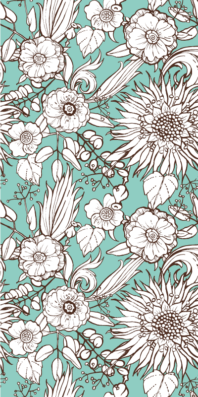 Tapis vinyle fleurs et plantes motif écran floral - TenStickers