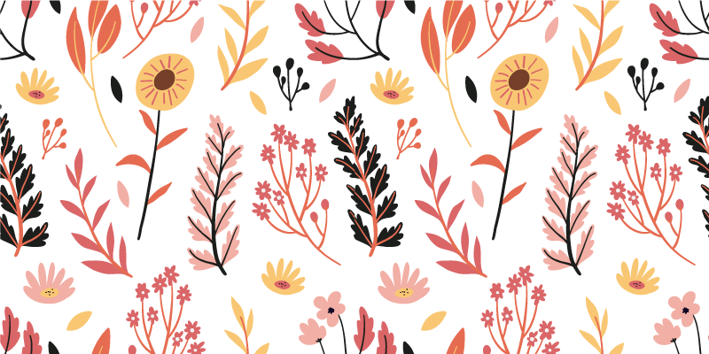 Tapis vinyle fleurs et plantes motif floral - TenStickers
