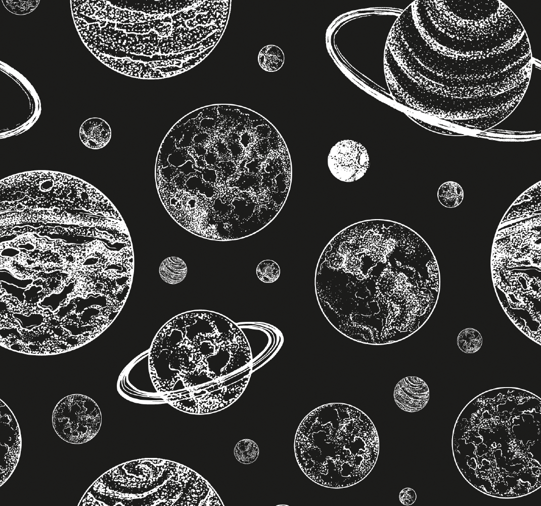 Tapis vinyle étoile espace noir et blanc - TenStickers