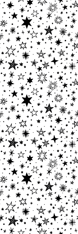 Tapis vinyle étoile motif étoiles noires fond blanc - TenStickers