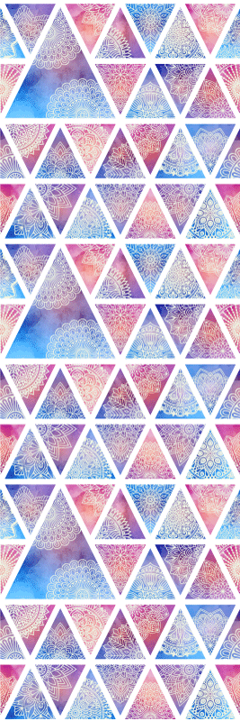 Tapis vinyle géométrique triangles floraux ethniques - TenStickers