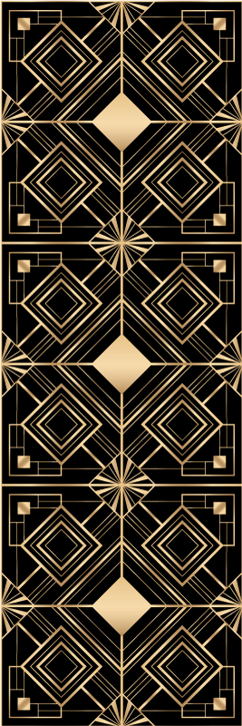 Tapis vinyle géométrique motif déco noir et or - TenStickers