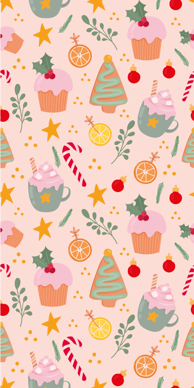 Tapis vinyle noël cannes de sucre et sapins - TenStickers