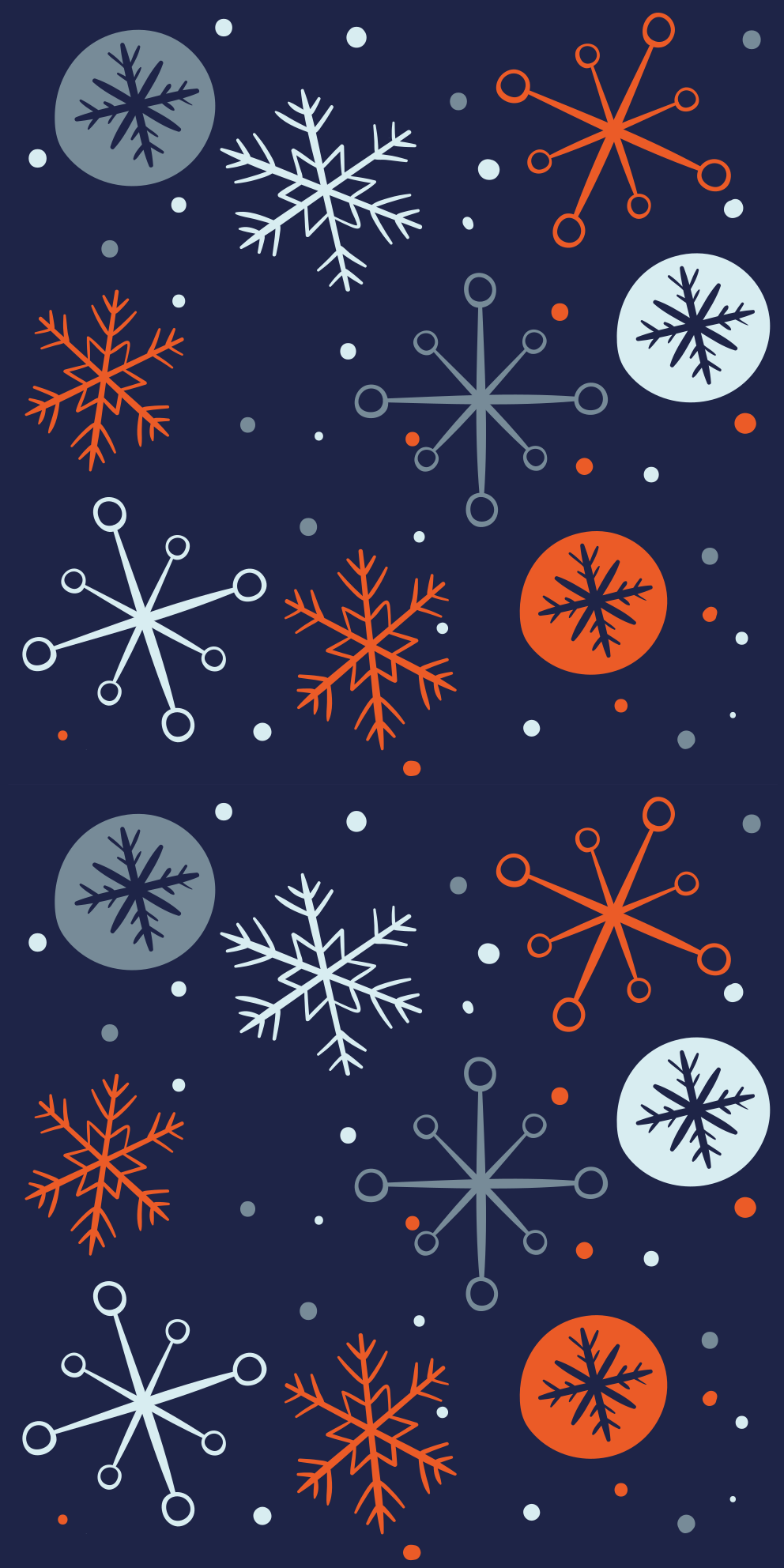 Tapis vinyle noël flocons de neige bleus et oranges - TenStickers
