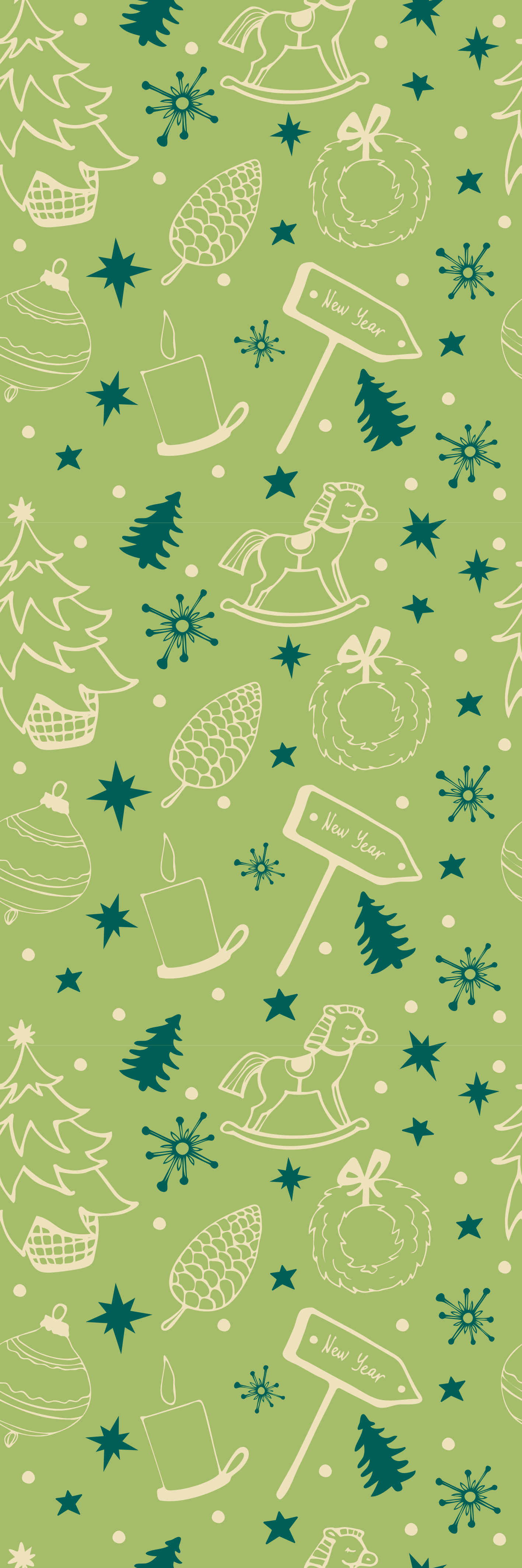 Tapis vinyle noël éléments de noël fond vert - TenStickers