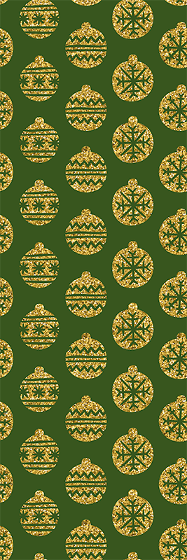 Tapis vinyle noël charms dorés sur fond vert - TenStickers