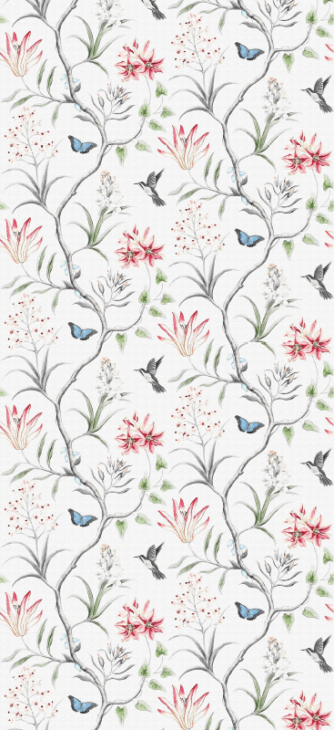 Tapis vinyle chambre branches de fleurs et papillons - TenStickers