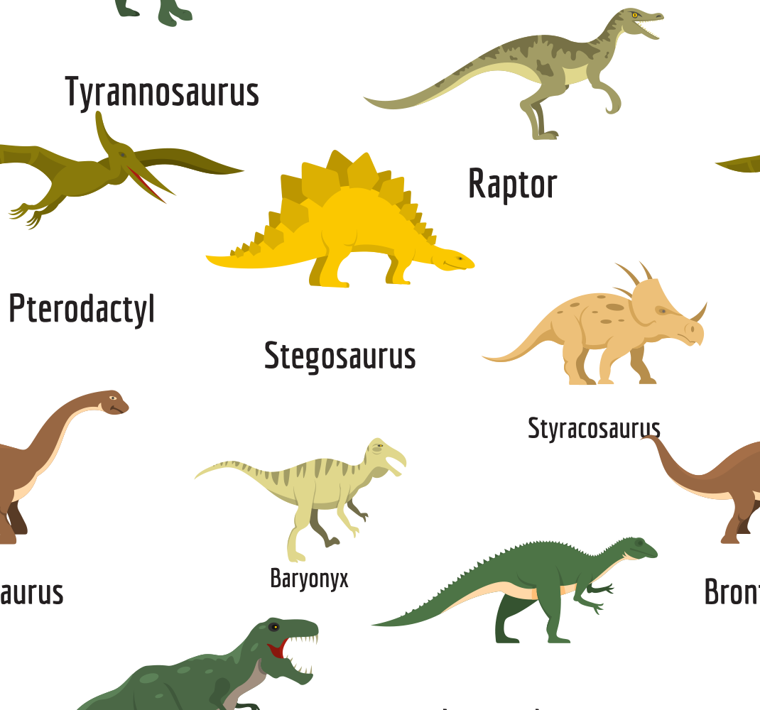 Tapis vinyle chambre dinosaures réalistes avec noms - TenStickers