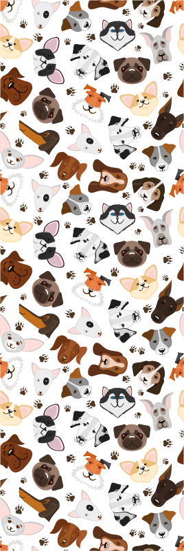 Tapis vinyle chambre têtes de chiens de races - TenStickers