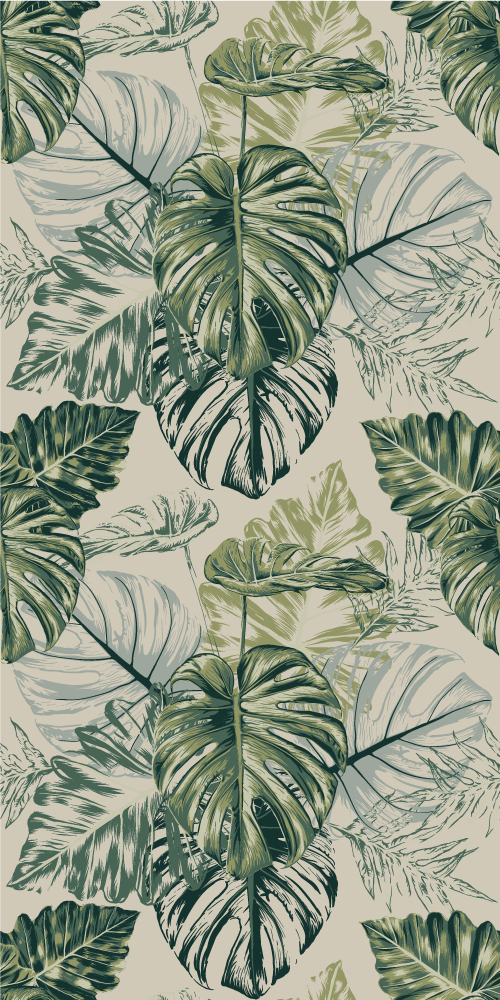 Tapis vinyle chambre motifs monstera dégradés beige - TenStickers