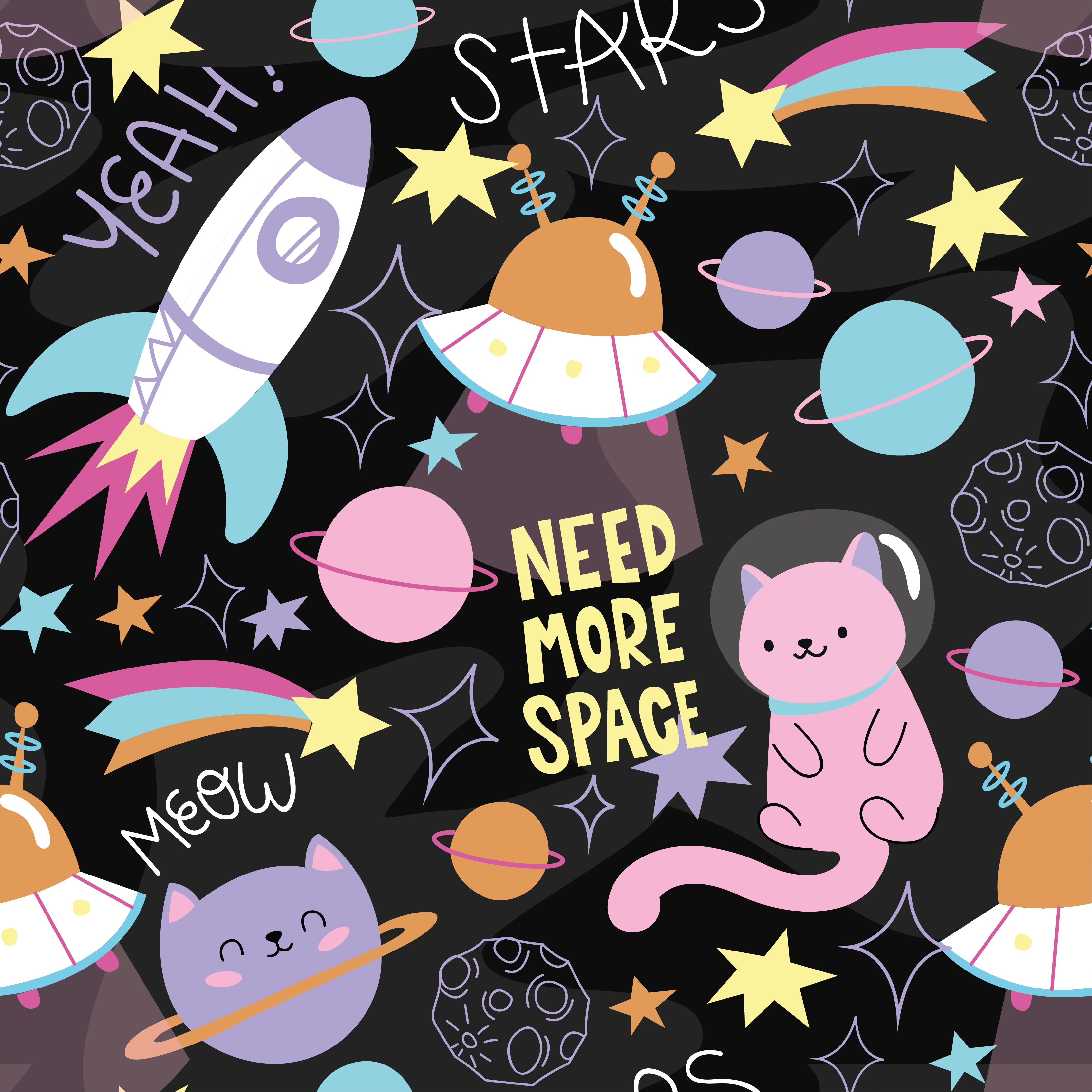 Tapis vinyle autres tapis chats dans l'espace - TenStickers