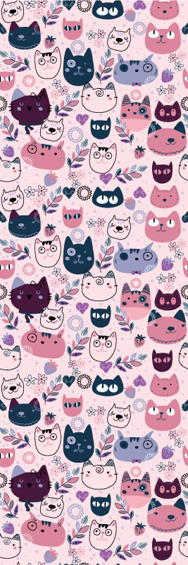 Tapis vinyle chambre motif chats roses tendance - TenStickers
