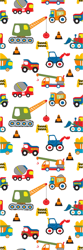 Tapis vinyle chambre design mignons de pelleteuses - TenStickers