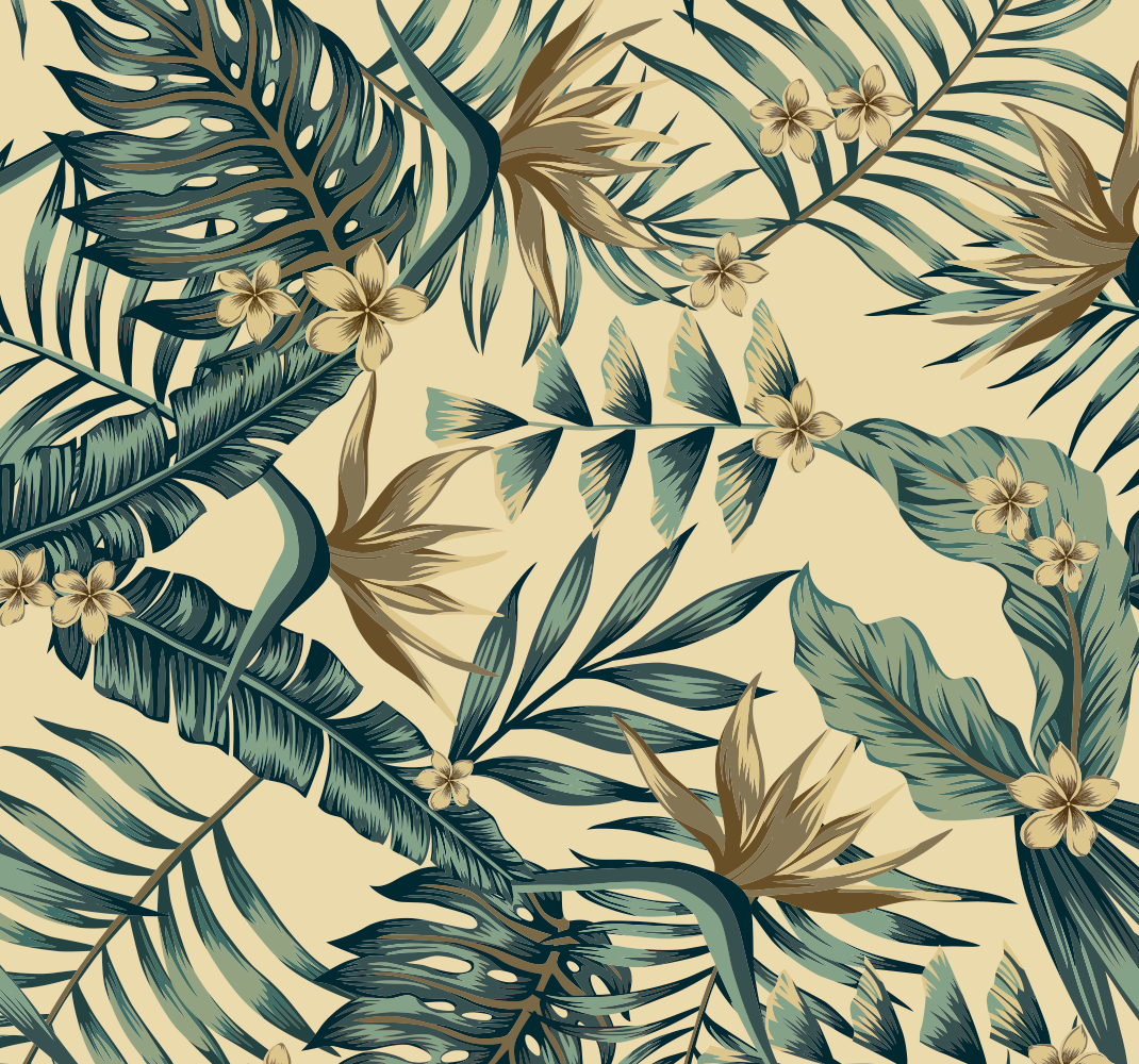Tapis vinyle chambre feuilles tropicales - TenStickers