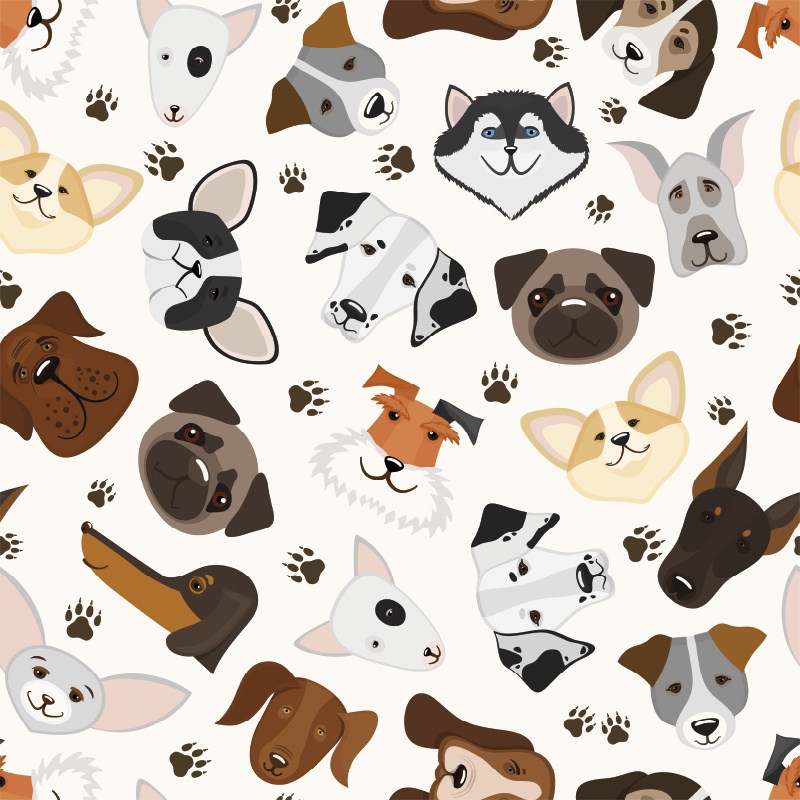 Tapis vinyle chambre motif chiots et chiens mignons - TenStickers
