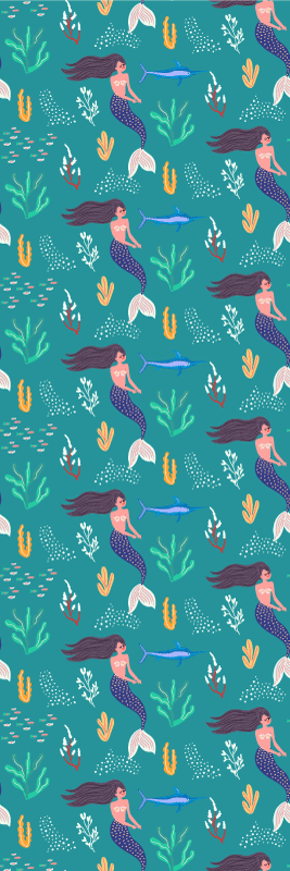 Tapis vinyle chambre sirènes et poissons épée - TenStickers