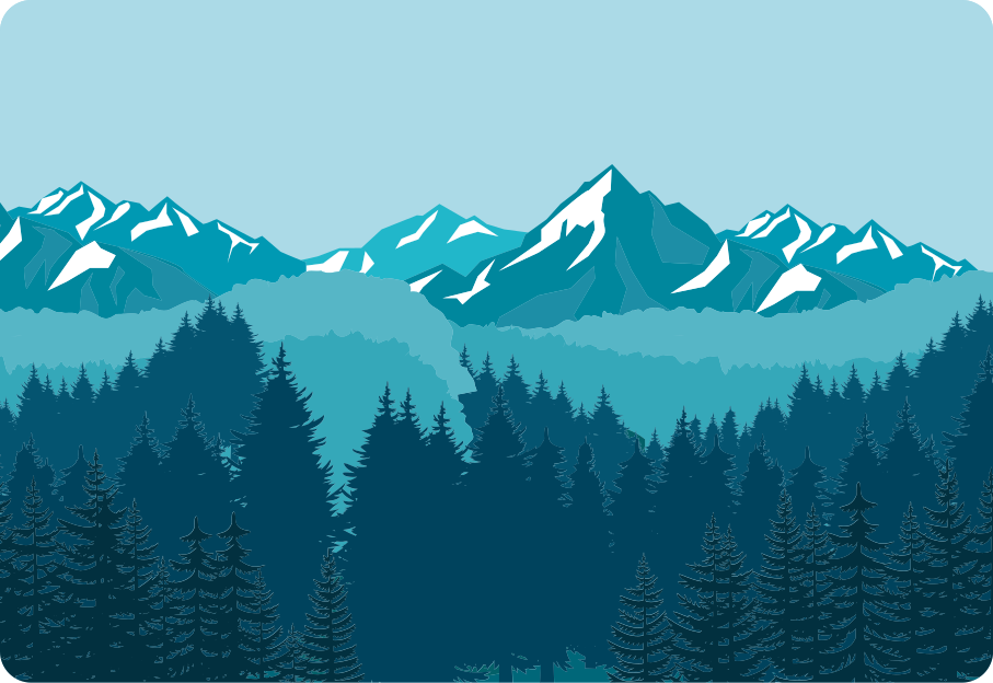 Tapis vinyle nature paysage bleu/vert complet - TenStickers