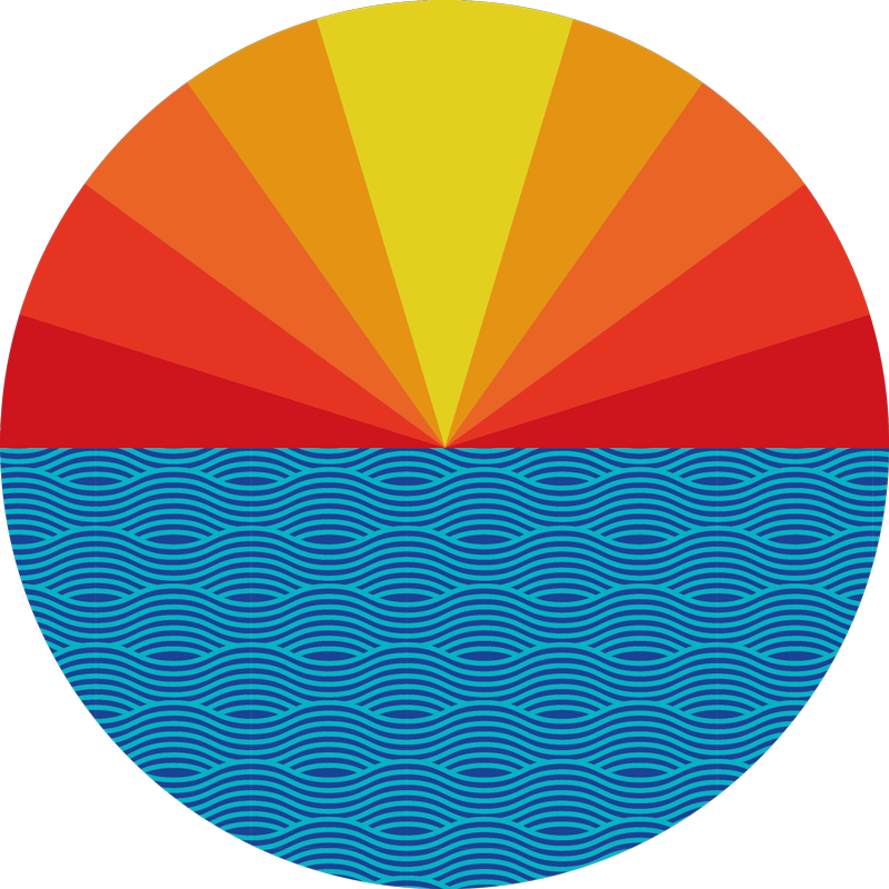 Tapis vinyle nature coucher de soleil rétro sur mer - TenStickers