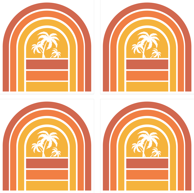 Tapis vinyle nature couchers de soleil et palmiers - TenStickers