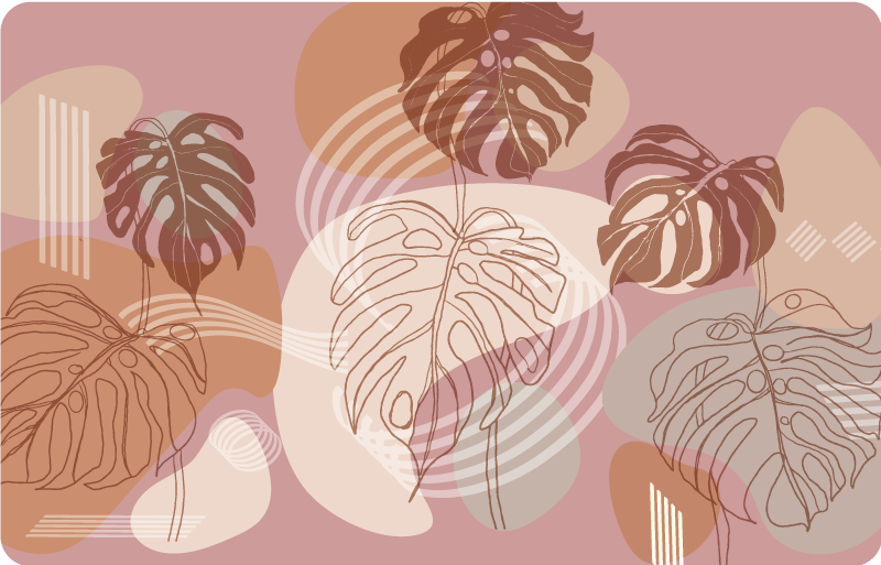 Tapis vinyle nature esquisse de feuilles continue - TenStickers