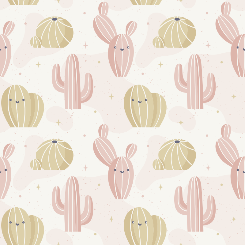 Tapis vinyle nature motif cactus mignon - TenStickers