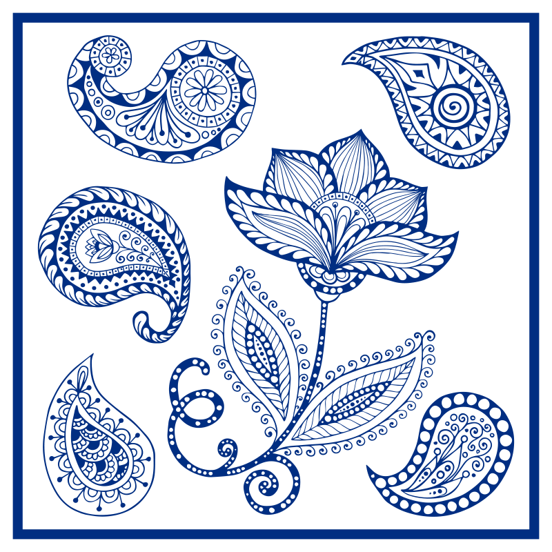 Tapis vinyle nature motif paisley botanique - TenStickers
