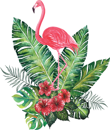 Tapis vinyle fleurs et plantes flamant rose tropical - TenStickers