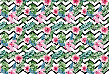 Tapis vinyle fleurs et plantes lignes tropicales zigzag - TenStickers